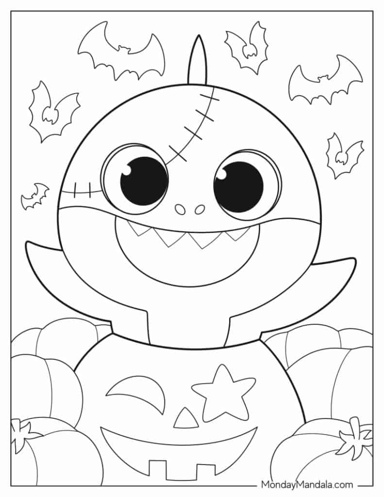 Baby shark coloring pages free pdf printables