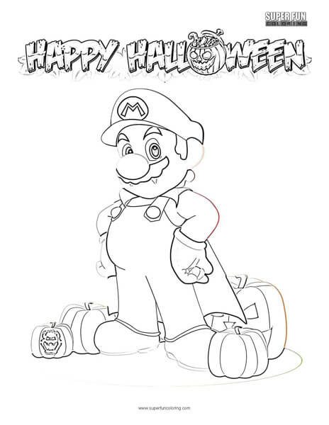 Halloween mario coloring page