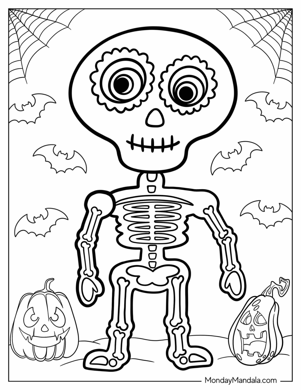 Skeleton coloring pages free pdf printables