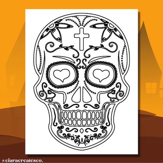 Sugar skull coloring pages for kids printable halloween coloring pages halloween activity adult coloring book sugar skull calavera