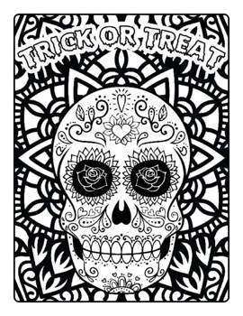 Sugar skulls halloween coloring pages by ron brooks tpt