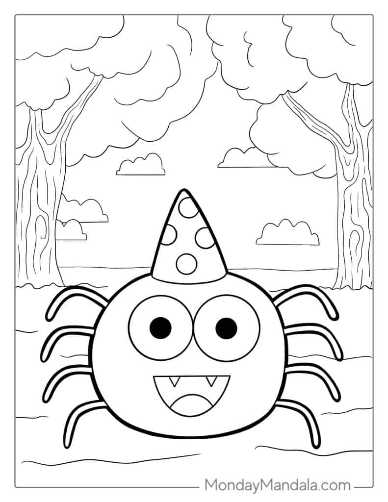 Spider coloring pages free pdf printables