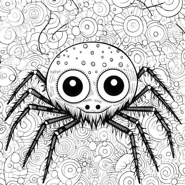 Premium ai image monochrome spider delight hayao miyazaki inspired halloween coloring page