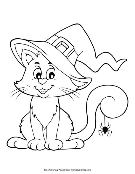 Cat and spider coloring page â free printable pdf from