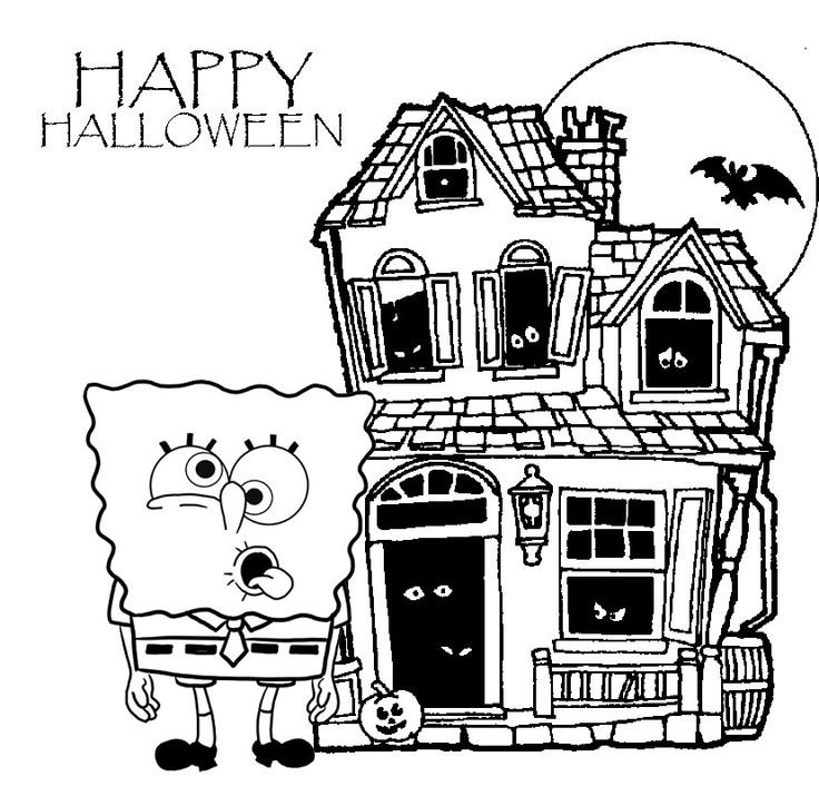 Spongebob halloween coloring pages printable for free download