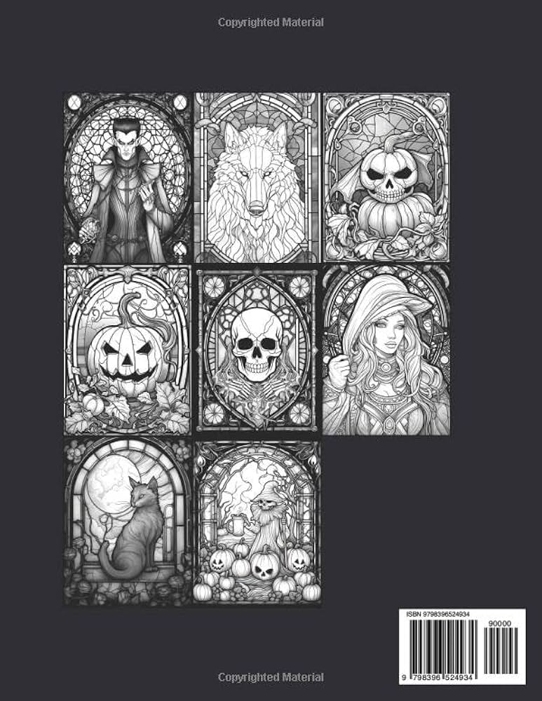 Stained glass halloween an adult coloring book featuring halloween designs for relaxation and stress relief gifts for halloween stained glass coloring book barman bindaban barman bindaban books