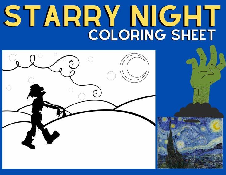 Starry night coloring page