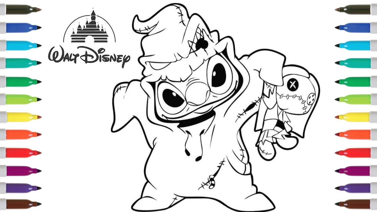 Disney halloween coloring book page stitch as oogie boogie coloring page