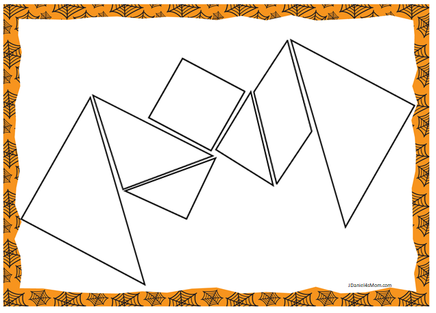 Halloween themed printable tangram puzzles