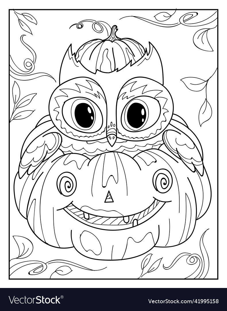 Scary pumpkin halloween coloring pages for adults vector image