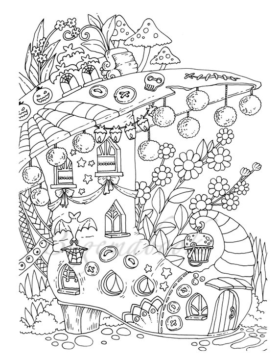 Nice little town halloween adult coloring book coloring pages pdf coloring pages printable for stress relieving for relaxation