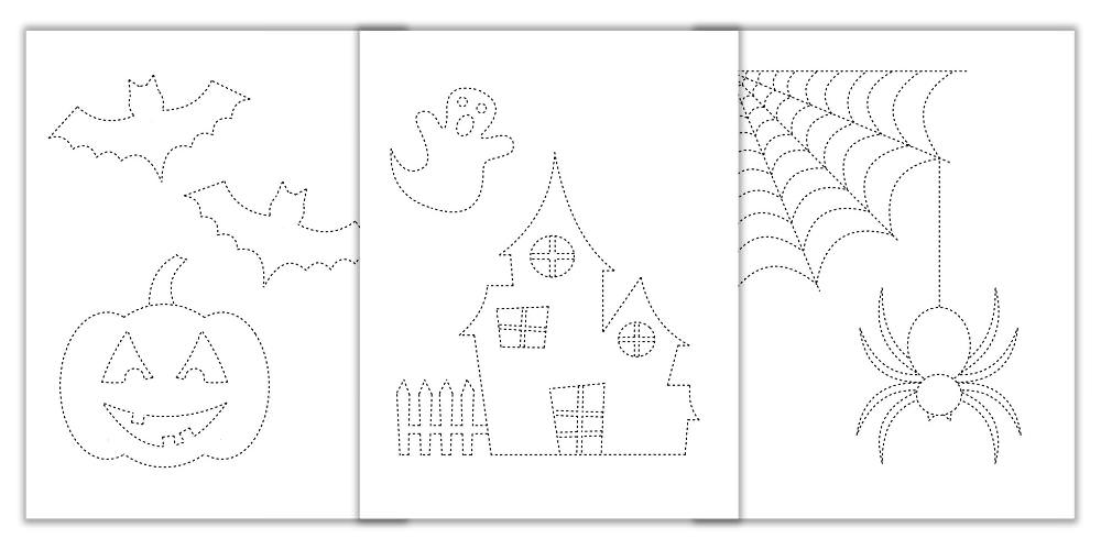 Free printable halloween tracing sheets trace colour