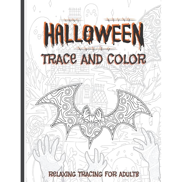 Halloween trace and color relaxing tracing for adults halloween art activity book for anxiety relief press silhouette books