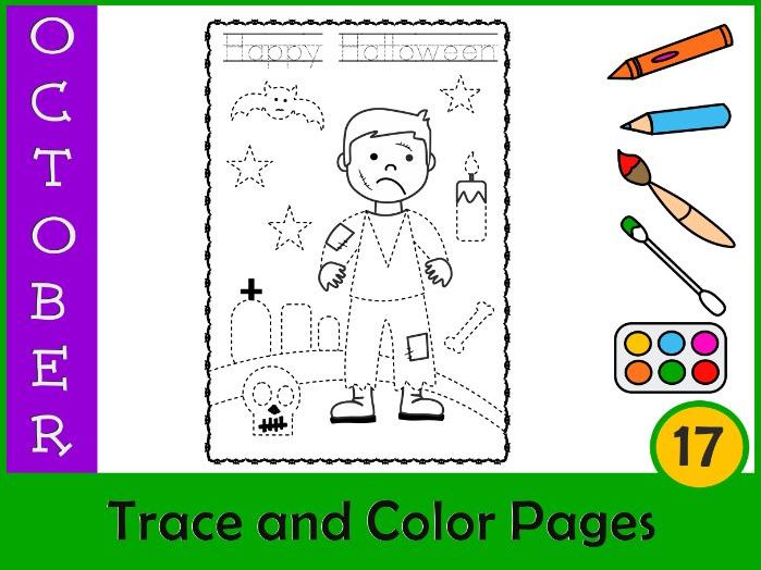 Halloween tracing and coloring pages fine motor skills morning work teaching resources