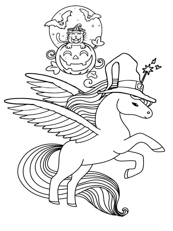 Halloween unicorn coloring pages printable for free download