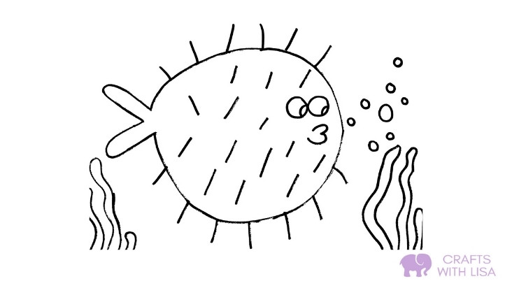 Pufferfish coloring page for kids