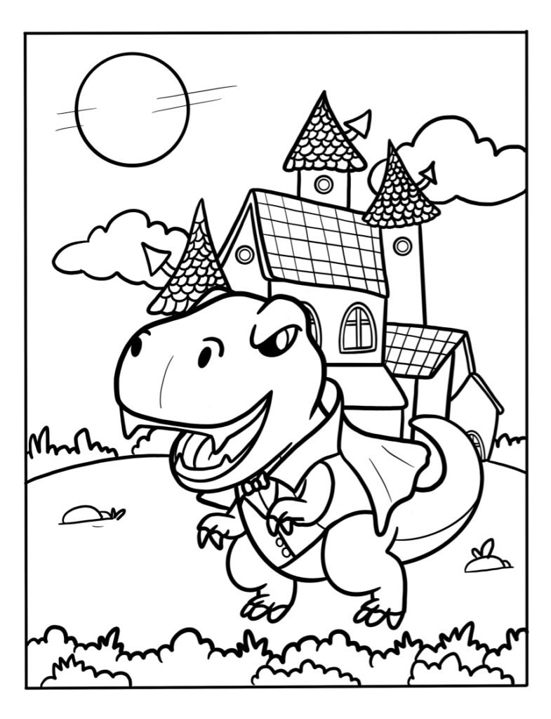 Halloween vampire coloring page for kids free dinosaur coloring sheet