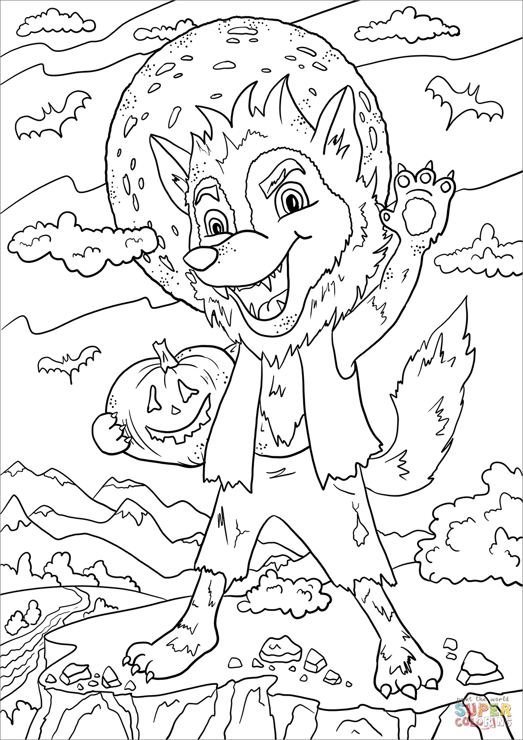 Werewolf coloring page free printable coloring pages