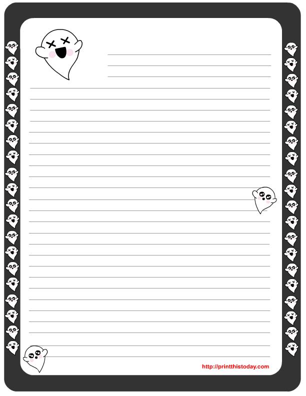 Free printable halloween writing paper featuring cute ghosts halloween writing paper writing paper halloween writing