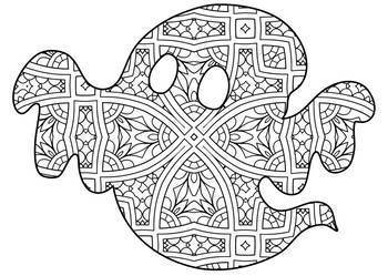 Halloween zentangle mandala coloring pages