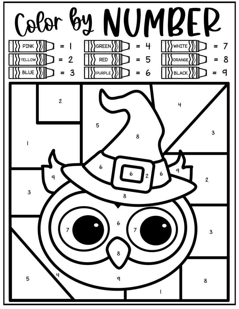 Halloween lor by number pages for kids