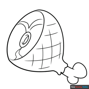 Cartoon ham coloring page easy drawing guides