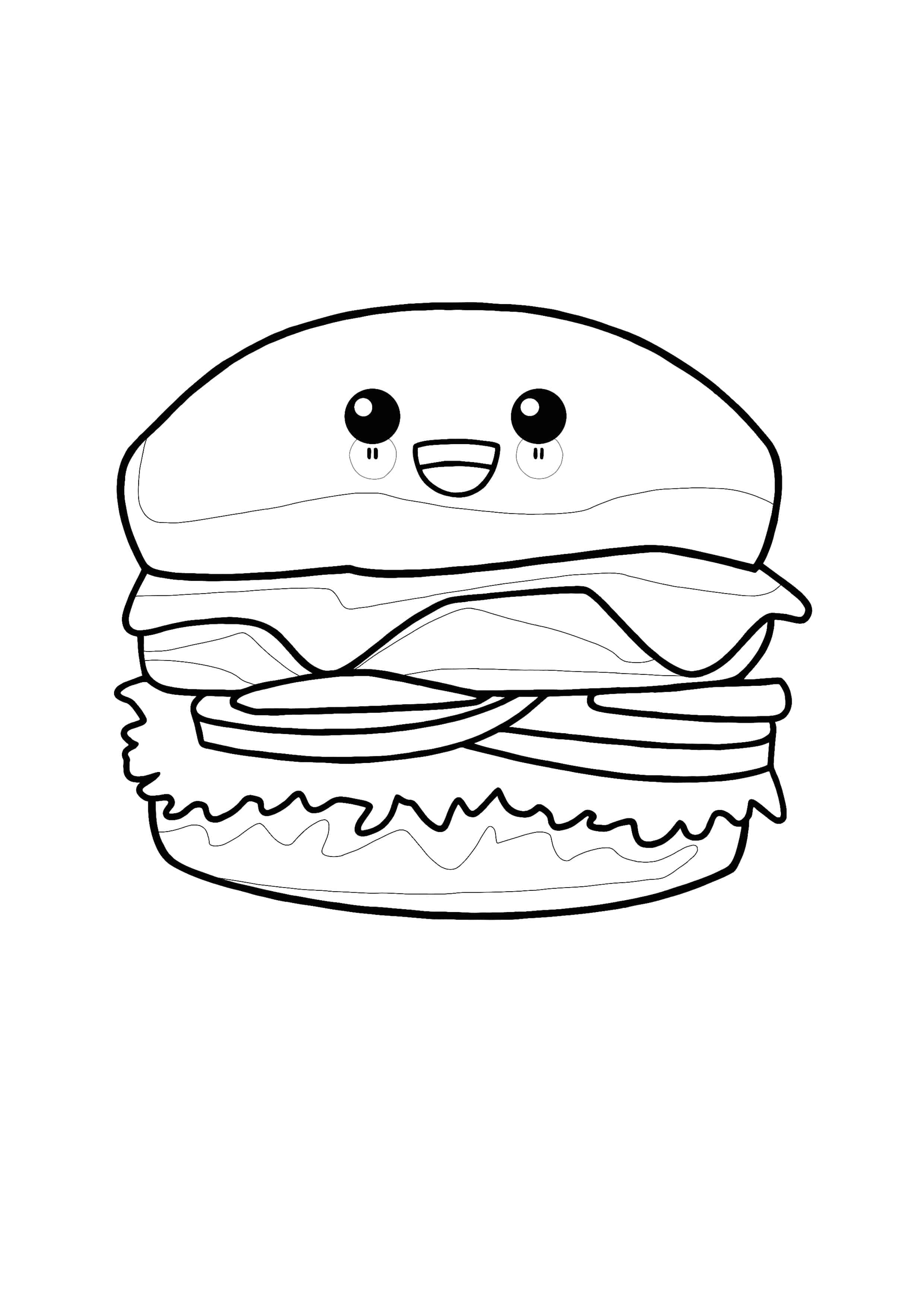 Kawaii hamburger coloring page coloring pages free coloring pages free printable coloring