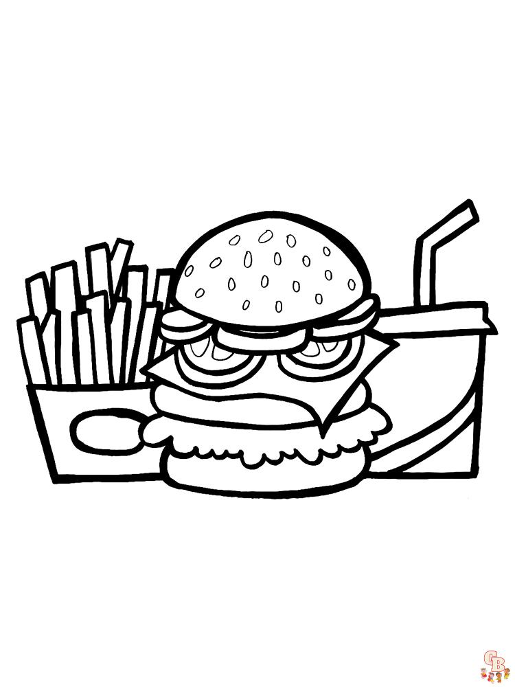 Hamburger coloring pages for kids