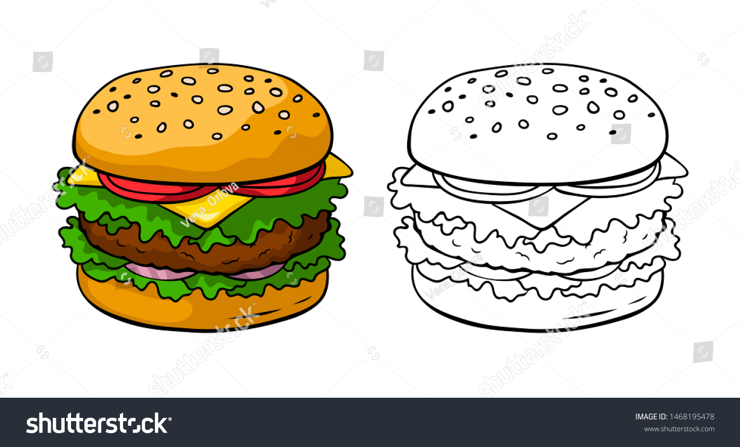 Hamburger vector illustration coloring book page stock vector royalty free