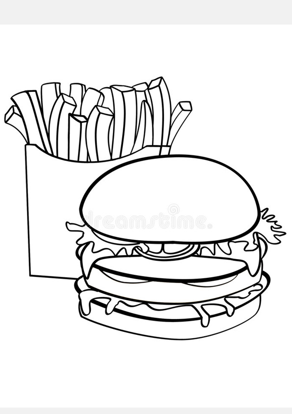 Coloring pages printable burger and fries coloring pages