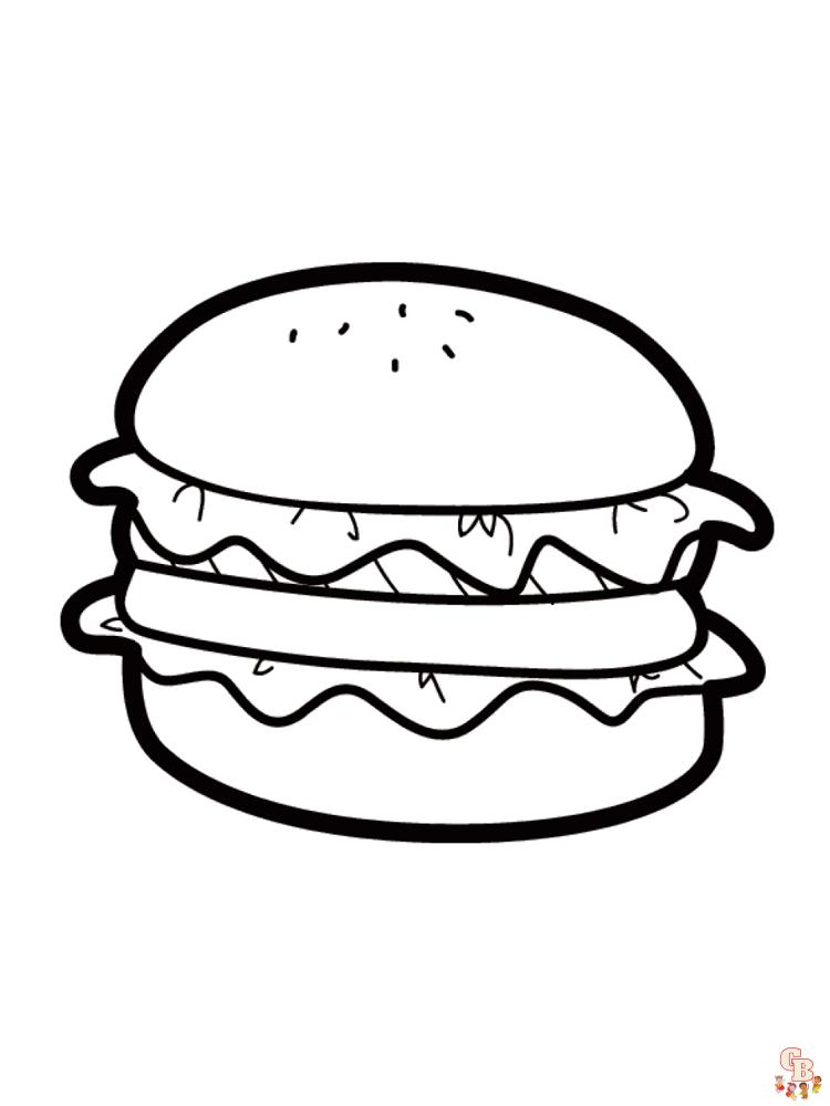 Hamburger coloring pages for kids