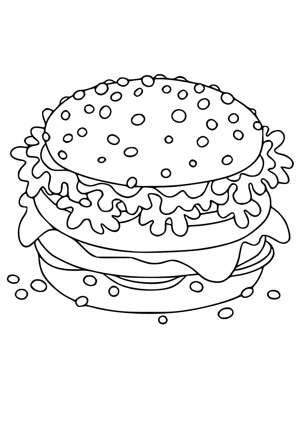 Free printable food hamburger coloring page for adults and kids