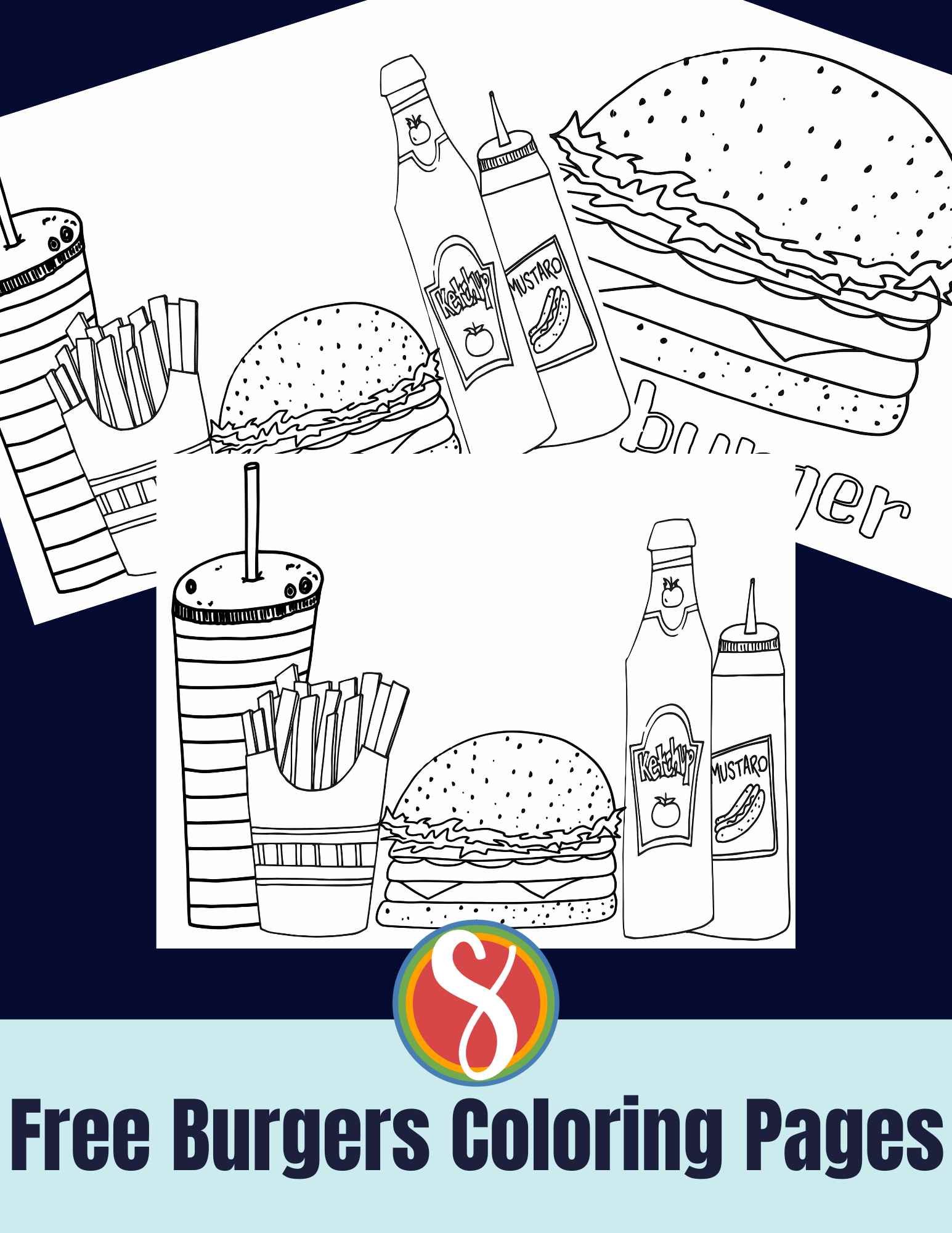 Free hamburger coloring pages â stevie doodles