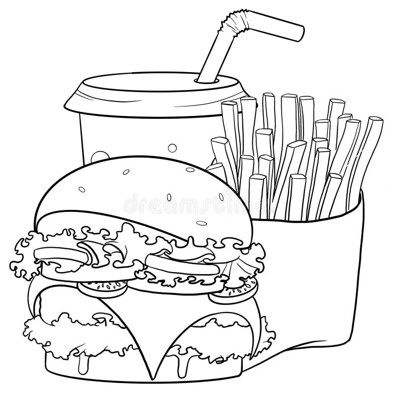 Fast food coloring page stock illustrations â fast food coloring page stock illustrations vectors clipart