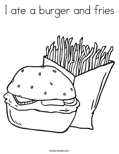 I ate a burger and fries coloring page