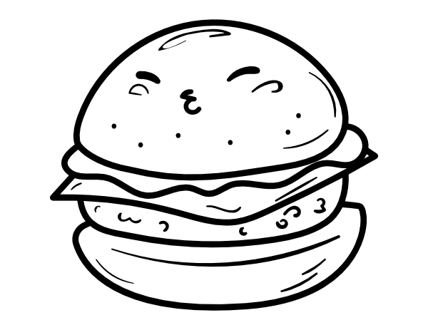 Printable kawaii hamburger coloring page