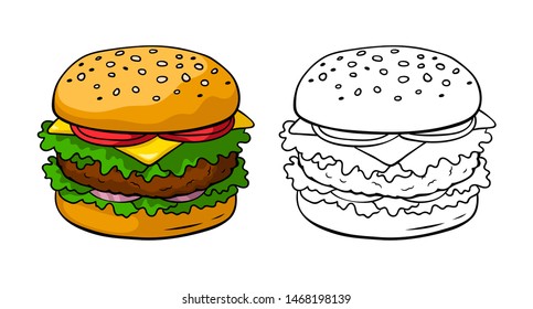 Thousand coloring pages burger royalty