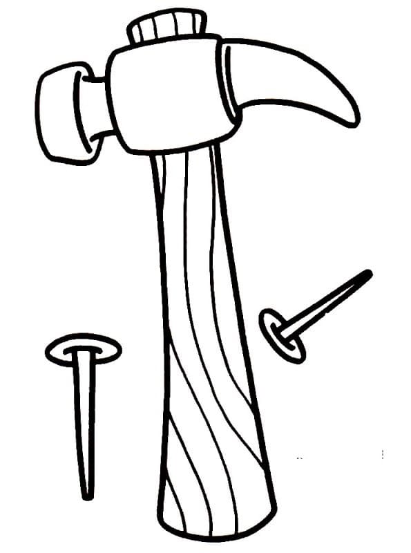 Hammer and nails coloring page