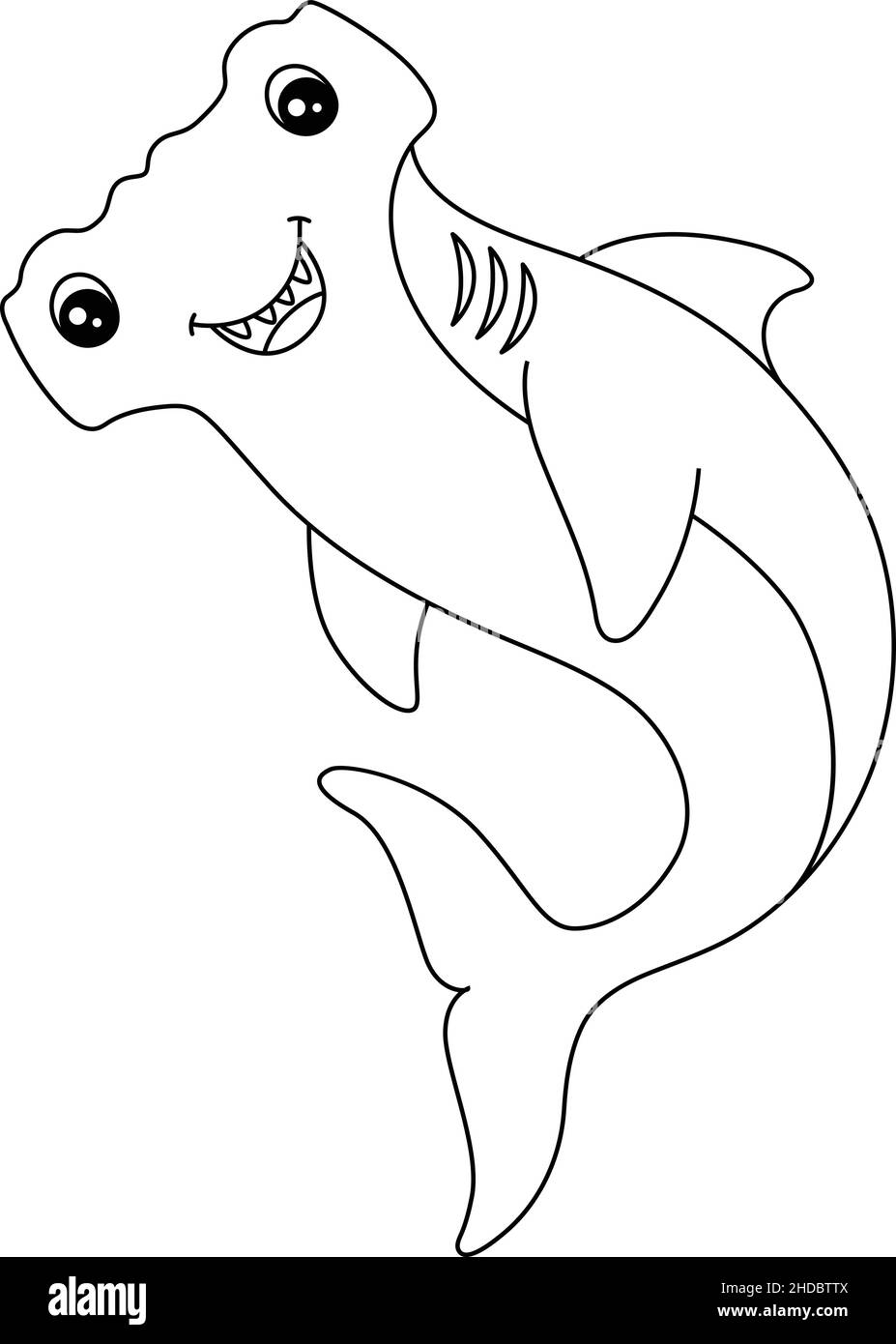 Hammerhead shark coloring page isolated for kids stock vector image art