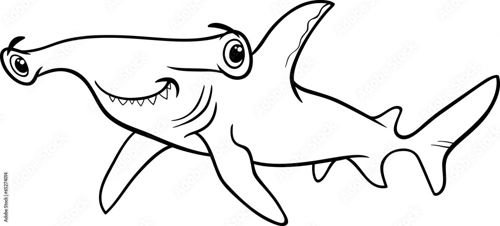 Hammerhead shark coloring book vector