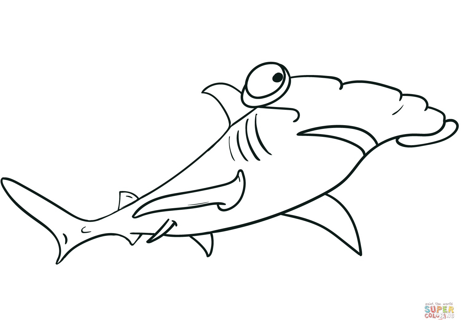 Cartoon hammerhead shark coloring page free printable coloring pages