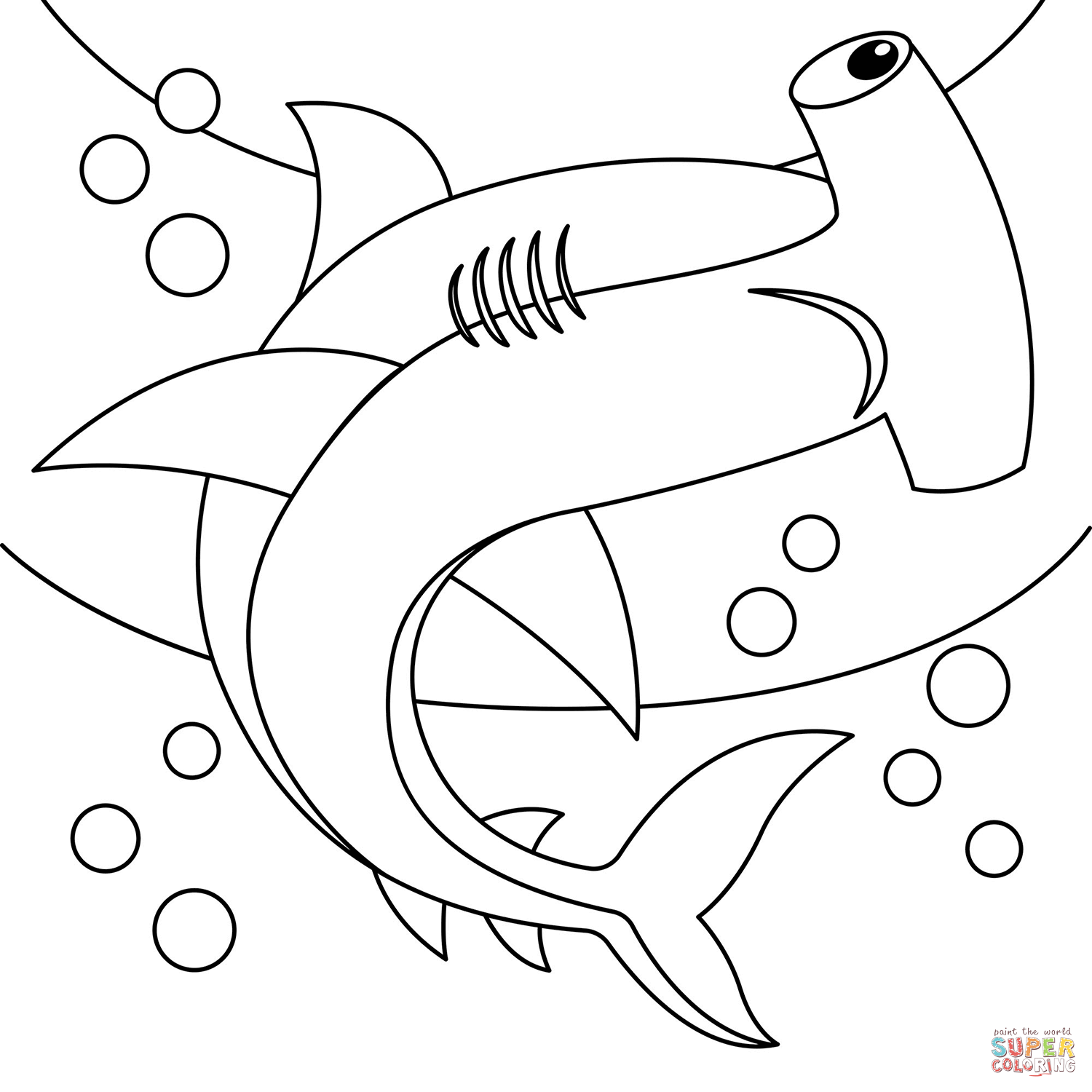 Hammerhead shark coloring page free printable coloring pages