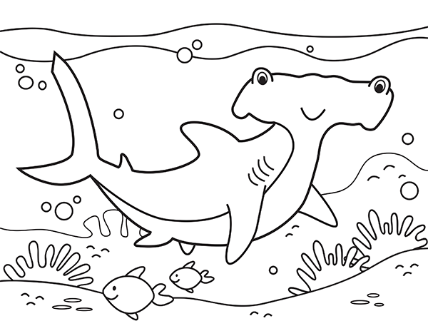 Printable hammerhead shark coloring page shark coloring pages ocean coloring pages coloring pages