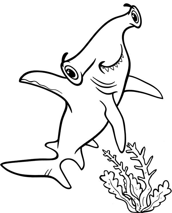 Printable hammerhead shark coloring page