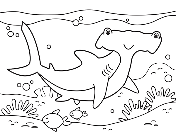 Printable hammerhead shark coloring page