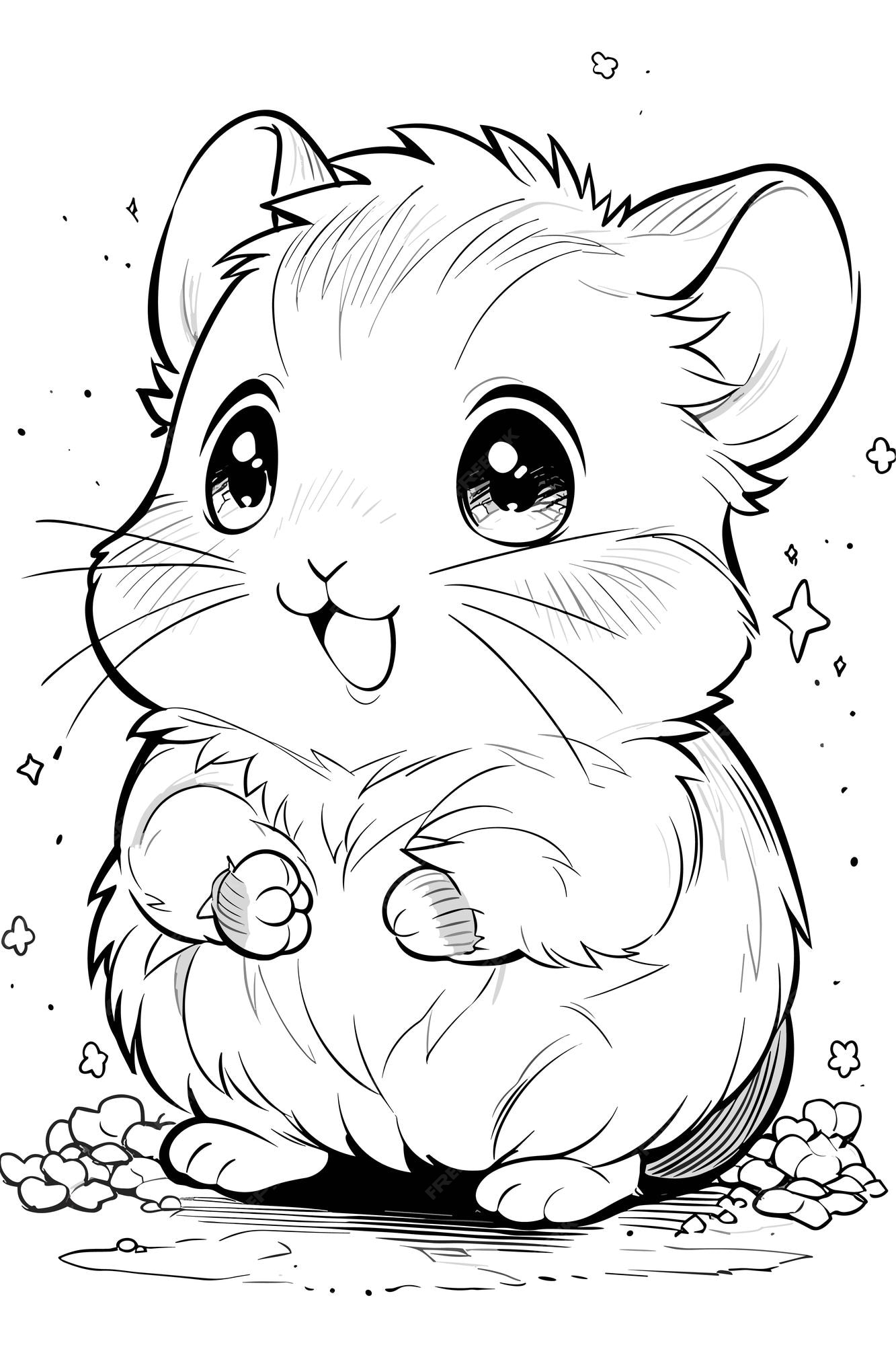 Premium vector cute hamster for kids coloring page line art clean and simple