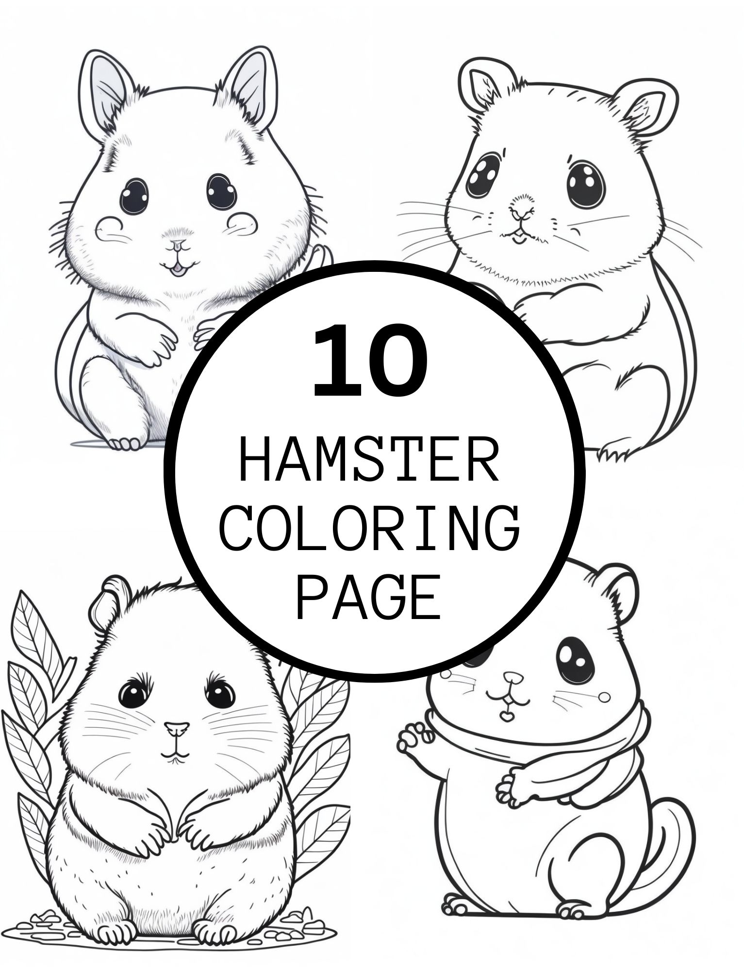 Realistic hamster coloring pages for kids and adults made by teachers