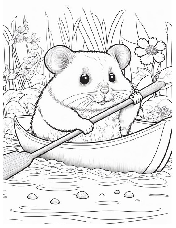 Hamster coloring pages over pages of hamsters in everyday life not a coloring book printable files immediate download