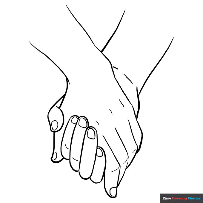 Holding hands coloring page easy drawing guides