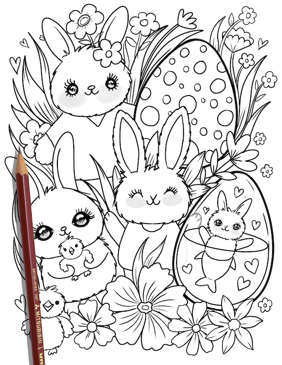 Printable cute easter coloring page hand